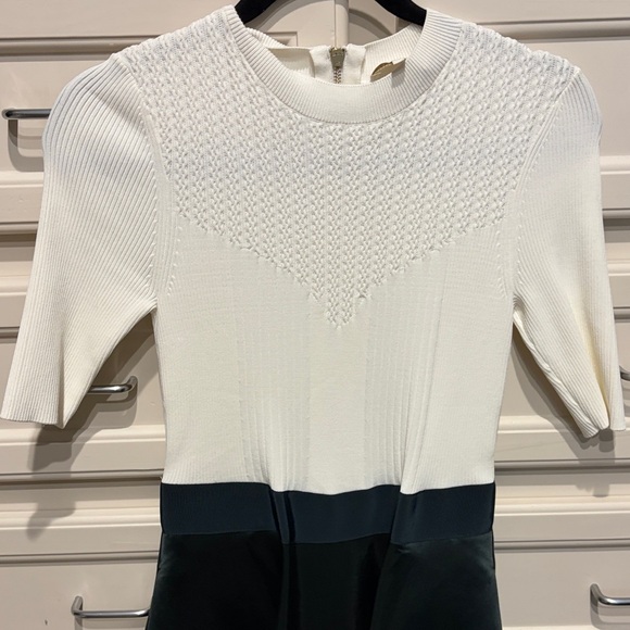 Ted Baker White Knit Top with Dark Green Satin Midi Skirt - Picture 4 of 4